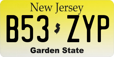 NJ license plate B53ZYP