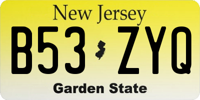 NJ license plate B53ZYQ
