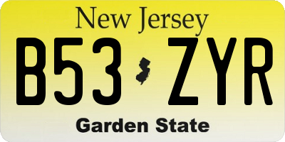 NJ license plate B53ZYR