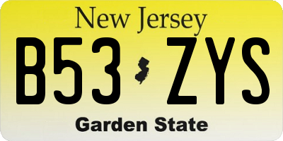 NJ license plate B53ZYS