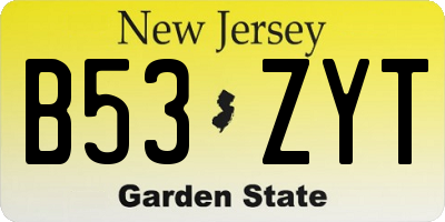 NJ license plate B53ZYT