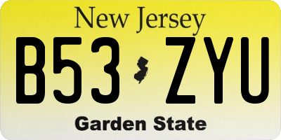 NJ license plate B53ZYU