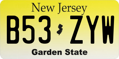 NJ license plate B53ZYW