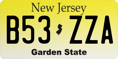 NJ license plate B53ZZA