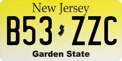 NJ license plate B53ZZC