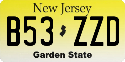 NJ license plate B53ZZD