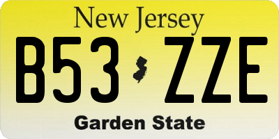 NJ license plate B53ZZE