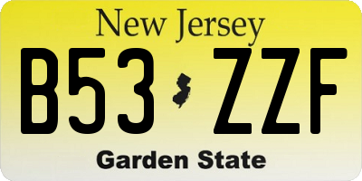 NJ license plate B53ZZF