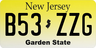 NJ license plate B53ZZG