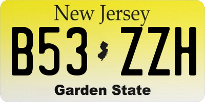 NJ license plate B53ZZH