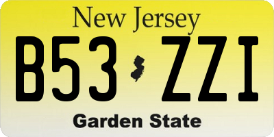 NJ license plate B53ZZI