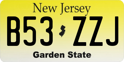 NJ license plate B53ZZJ