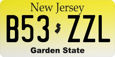 NJ license plate B53ZZL