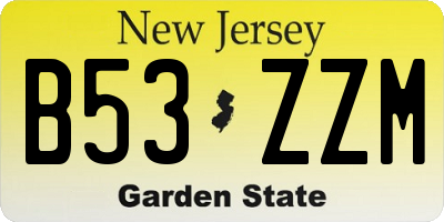 NJ license plate B53ZZM