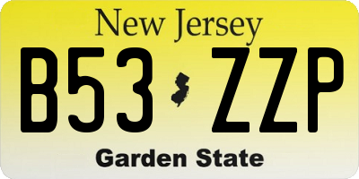 NJ license plate B53ZZP