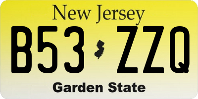 NJ license plate B53ZZQ