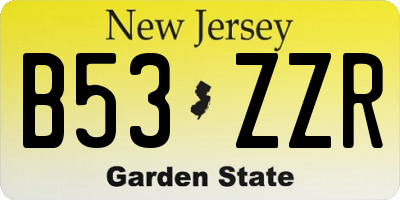 NJ license plate B53ZZR
