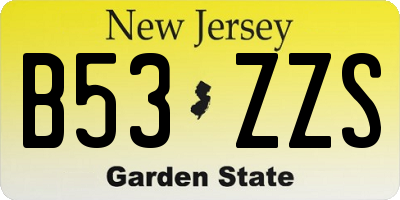 NJ license plate B53ZZS