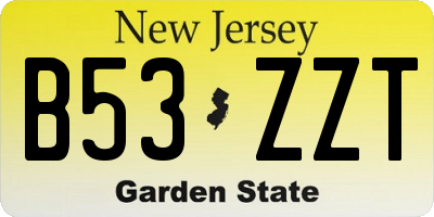 NJ license plate B53ZZT