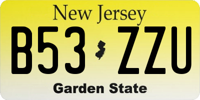NJ license plate B53ZZU