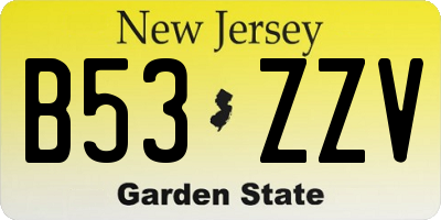 NJ license plate B53ZZV