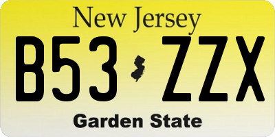 NJ license plate B53ZZX