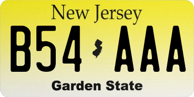NJ license plate B54AAA