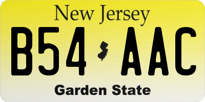 NJ license plate B54AAC