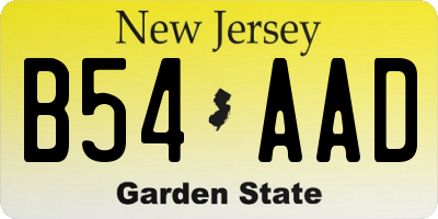 NJ license plate B54AAD