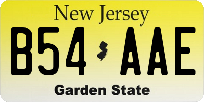 NJ license plate B54AAE