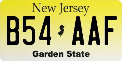 NJ license plate B54AAF