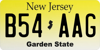 NJ license plate B54AAG