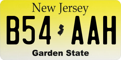 NJ license plate B54AAH