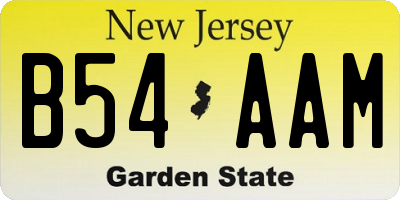 NJ license plate B54AAM