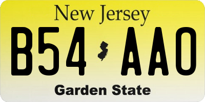 NJ license plate B54AAO