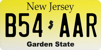 NJ license plate B54AAR