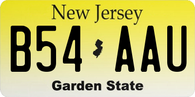 NJ license plate B54AAU