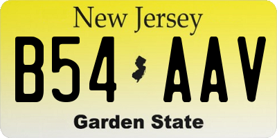 NJ license plate B54AAV