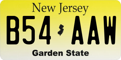 NJ license plate B54AAW