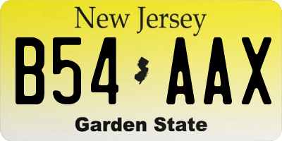 NJ license plate B54AAX