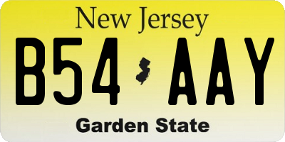 NJ license plate B54AAY