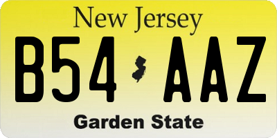 NJ license plate B54AAZ