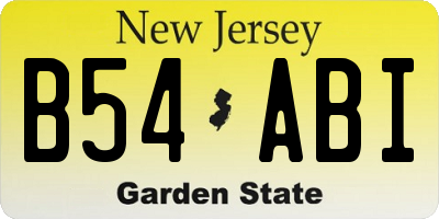 NJ license plate B54ABI