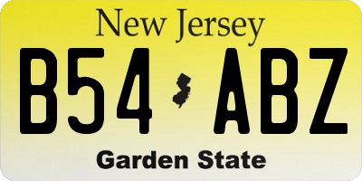 NJ license plate B54ABZ