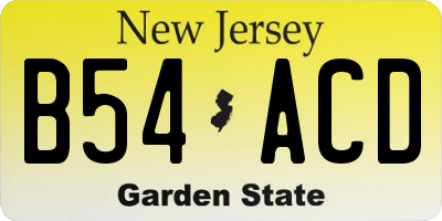 NJ license plate B54ACD