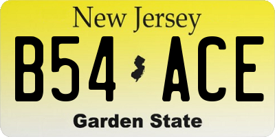 NJ license plate B54ACE