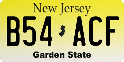 NJ license plate B54ACF