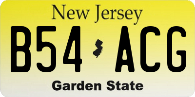 NJ license plate B54ACG