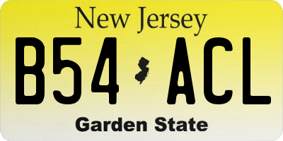 NJ license plate B54ACL