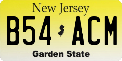 NJ license plate B54ACM